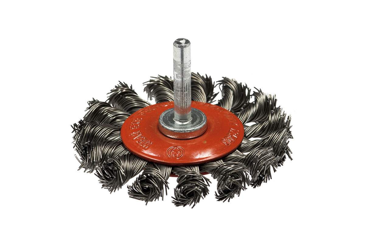 Щетка дисковая, жгутовая для дрели № 487 ПрофОснастка Эксперт хв 6 мм D100 мм RPM 12500 ST 0.5